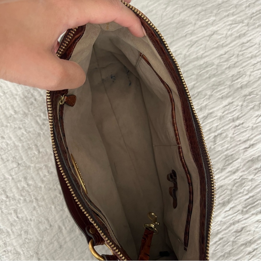 Brahmin Brown Croc Embossed Medium Shoulder Bag One Size - Picture 5 of 15